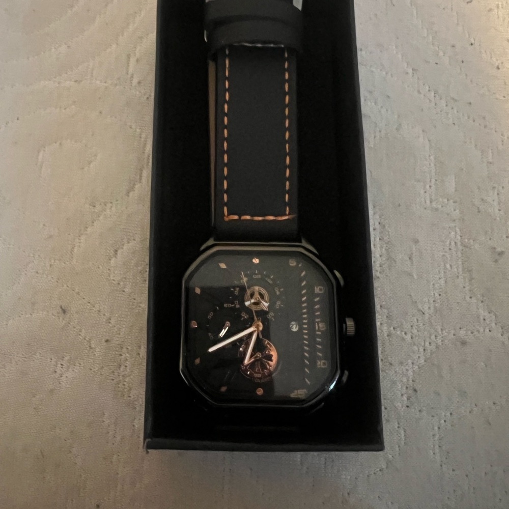 Black Watch with Brown Stitching